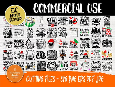 50 Christmas SVG Bundle, Winter Svg, Shirt Designs SVG TonisArtStudio 