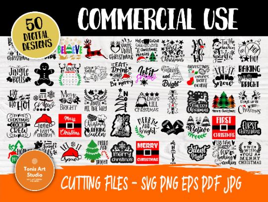 50 Christmas SVG Crafter Bundle, Winter, Santa Svg SVG TonisArtStudio 