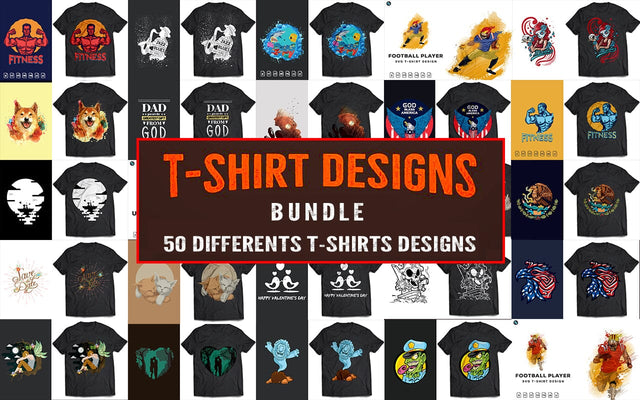 50 Different T-Shirts Design Bundle SVG naemmiah021 
