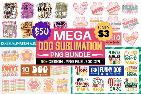 50 Dog Sublimation Bundle Sublimation designmaster24 