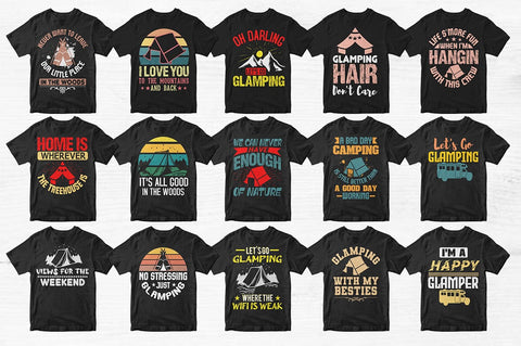 50 Glamping Typography T-shirt Design Bundle-Trendy Pod Best T-Shirt Design Bundle SVG Svgcraft 