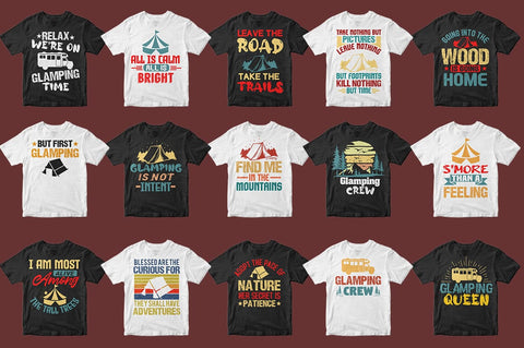 50 Glamping Typography T-shirt Design Bundle-Trendy Pod Best T-Shirt Design Bundle SVG Svgcraft 