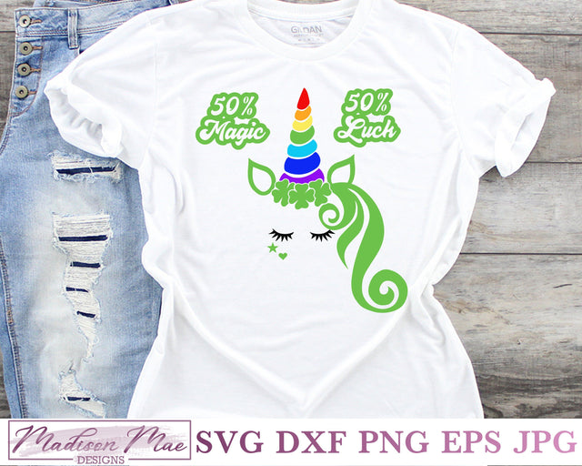 50 Percent Magic 50 Percent Luck Saint Patrick's Unicorn Svg SVG Madison Mae Designs 