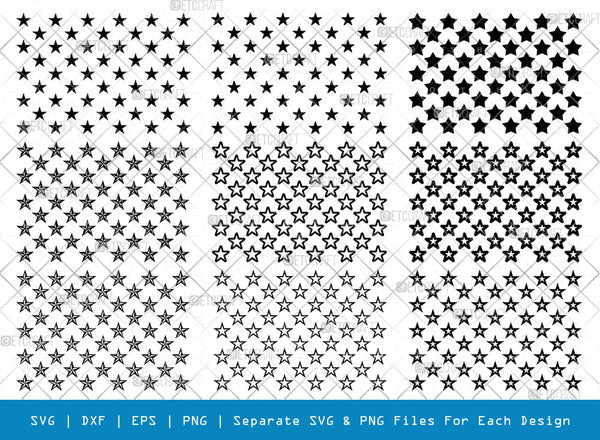 50 Stars Svg, Stars Svg, American Flag Outline Stars, 4th of