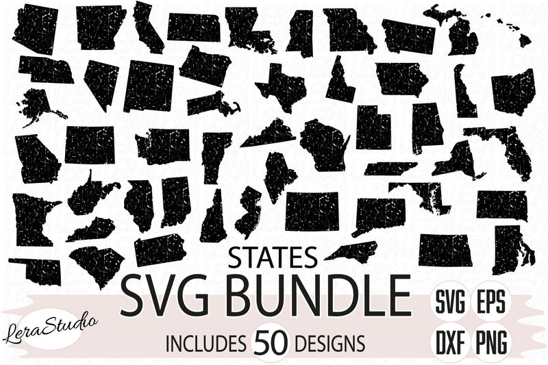 50 States Grunge SVG SVG Lerastudio 