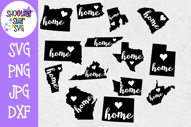 50 States Home with Heart Bundle SVG ShootingStarSVG 