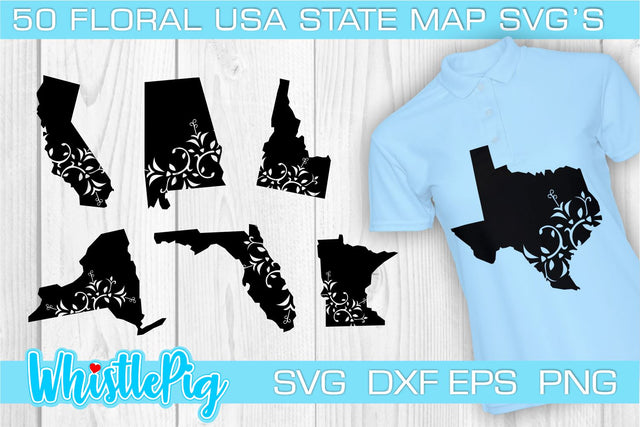 50 States Mandala SVG Bundle - 50 States Floral SVG Bundle SVG Whistlepig Designs 