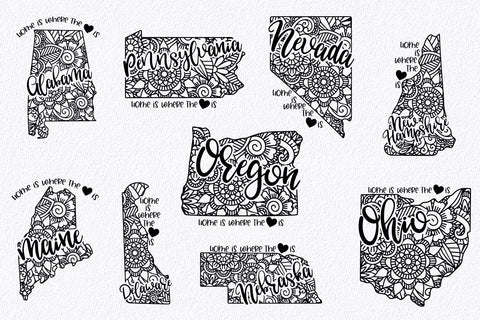 50 States Mandala SVG Bundle - State SVG Cut File SVG Old Market 