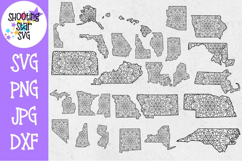 50 States Mandala SVG Bundle SVG ShootingStarSVG 