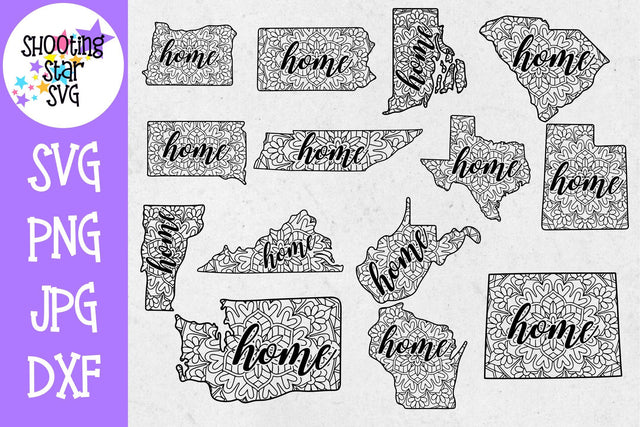 50 States Mandala with Home - United States SVG SVG ShootingStarSVG 