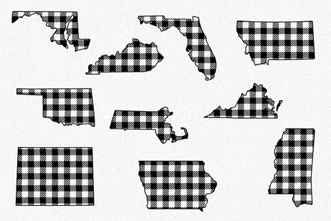 50 States SVG Bundle - Buffalo Plaid States SVG Files SVG Old Market 