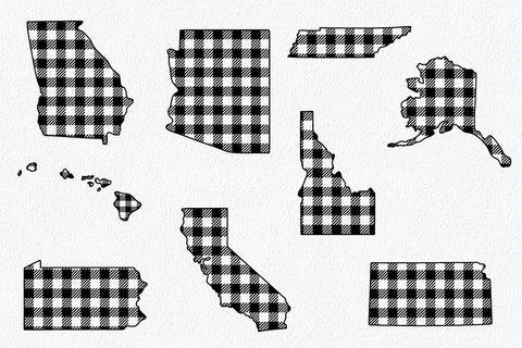 50 States SVG Bundle - Buffalo Plaid States SVG Files SVG Old Market 