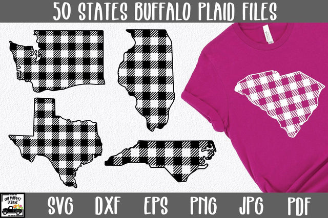 50 States SVG Bundle - Buffalo Plaid States SVG Files SVG Old Market 