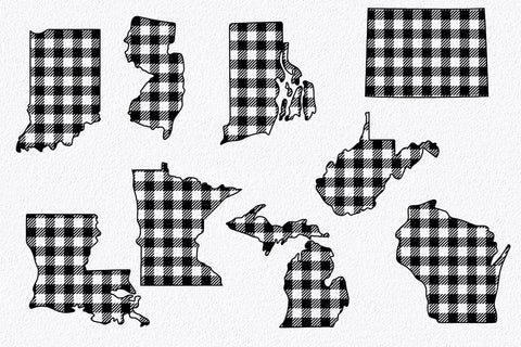50 States SVG Bundle - Buffalo Plaid States SVG Files SVG Old Market 
