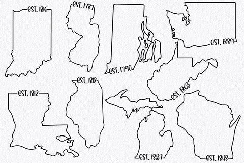 50 States SVG Bundle - Date Established State SVG Cut Files SVG Old Market 