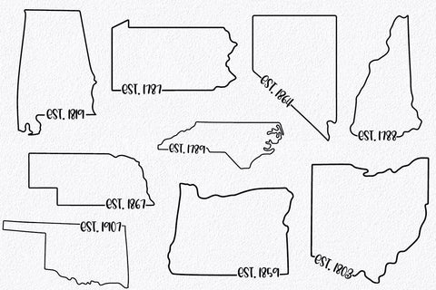 50 States SVG Bundle - Date Established State SVG Cut Files SVG Old Market 