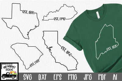 50 States SVG Bundle - Date Established State SVG Cut Files SVG Old Market 