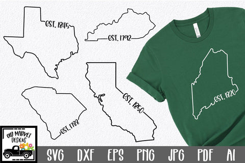 50 States SVG Bundle - Date Established State SVG Cut Files SVG Old Market 