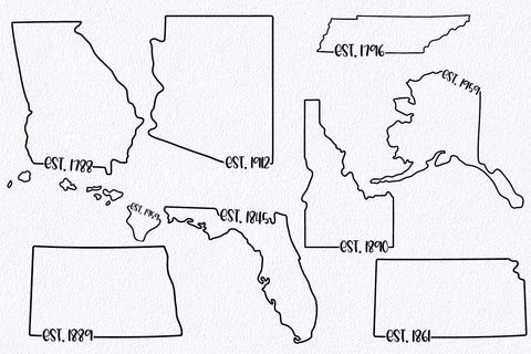 50 States SVG Bundle - Date Established State SVG Cut Files SVG Old Market 