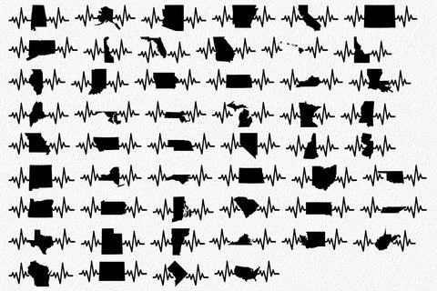 50 States SVG Bundle - Heartbeat US State Bundle SVG Old Market 
