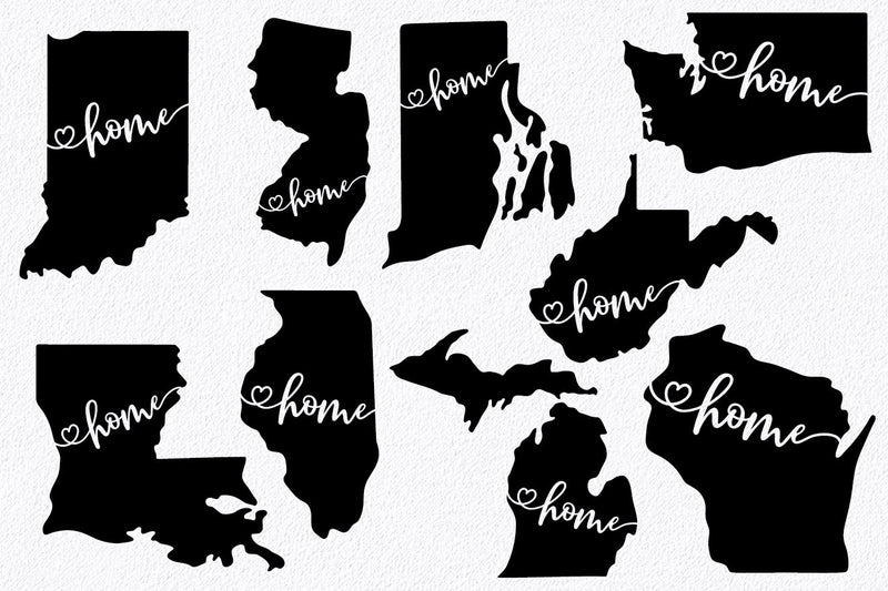 50 States SVG Bundle - Home State SVG Cut File - So Fontsy