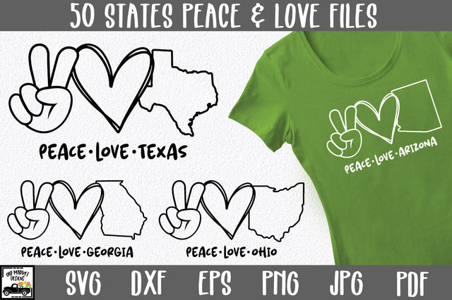50 States SVG Bundle - Peace Love US State Bundle SVG Old Market 