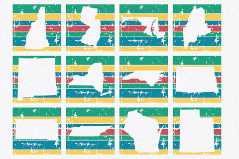 50 States SVG Bundle - Retro Grunge State Cut Files SVG Old Market 