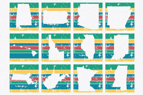 50 States SVG Bundle - Retro Grunge State Cut Files SVG Old Market 