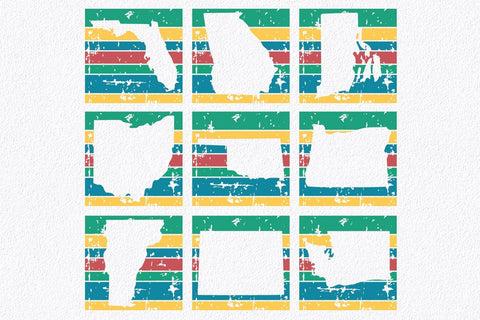 50 States SVG Bundle - Retro Grunge State Cut Files SVG Old Market 