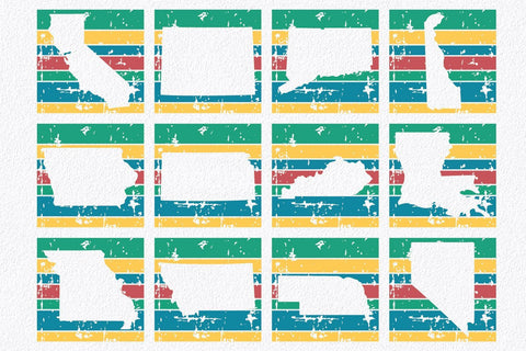 50 States SVG Bundle - Retro Grunge State Cut Files SVG Old Market 