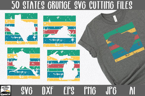 50 States SVG Bundle - Retro Grunge State Cut Files SVG Old Market 