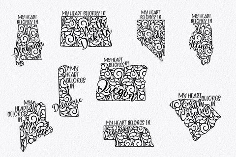 50 States SVG Bundle - US State SVG Cut Files - Art Deco SVG Designs SVG Old Market 