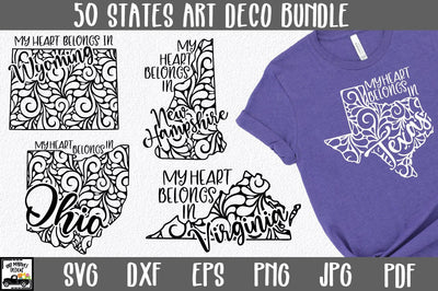 50 States SVG Bundle - US State SVG Cut Files - Art Deco SVG Designs SVG Old Market 