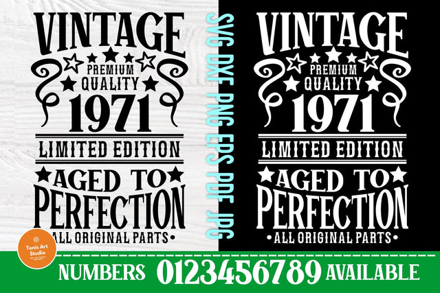 50th Birthday Svg, Aged to Perfection, Vintage Svg SVG TonisArtStudio 