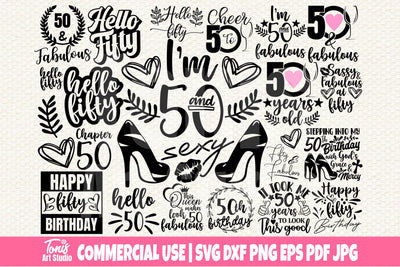 50th Birthday SVG Bundle, Fifty Svg, Hello 50 Svg SVG TonisArtStudio 