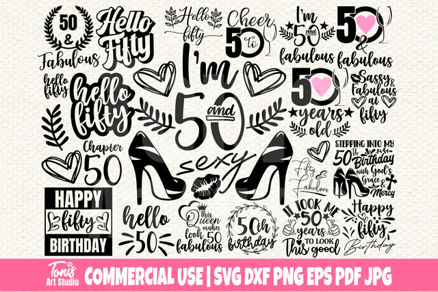 50th Birthday SVG Bundle, Fifty Svg, Hello 50 Svg SVG TonisArtStudio 