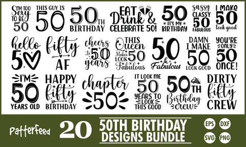 50th Birthday SVG Designs Bundle SVG PatternFeed8 