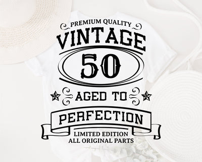 50th Birthday SVG, Vintage Birthday, limited edition svg, funny birthday SVG, Original Parts, Cut File, Instant Download SVG Fauz 