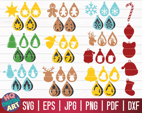 51 Christmas Earrings SVG Bundle | Holiday Earrings SVG SVG HQDigitalArt 