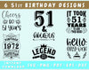 51st Birthday SVG Bundle, 6 Designs, 51st Birthday Shirt SVG, 51 And ...
