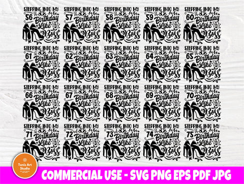 56th to 75th Birthday Like a Boss SVG, High Heels SVG TonisArtStudio 
