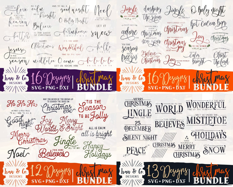 57 Christmas Signs SVG Bundle | Set of 4 Christmas Bundles | Farmhouse Sign Svg | Commercial Use | Cricut | Silhouette | Digital Cut Files | SVG DXF PNG (2023b0201) SVG Ivan & Co. Designs 