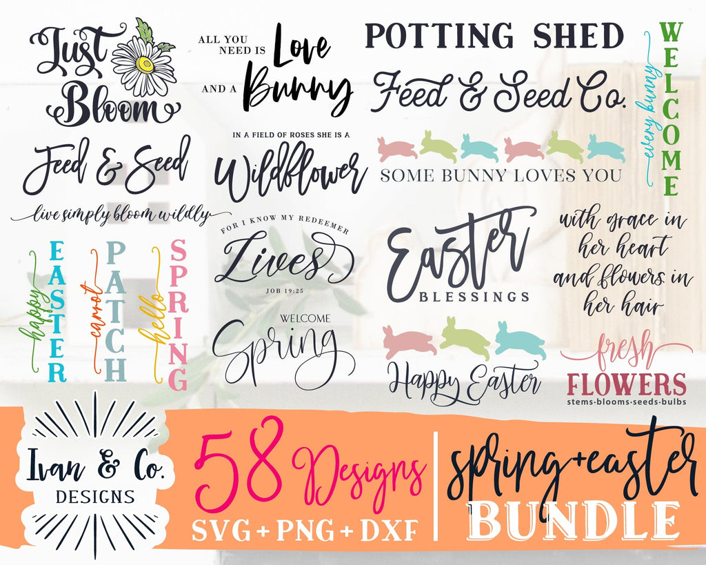 58 Spring & Easter Signs SVG Bundle | Farmhouse Svg | Spring Svg ...