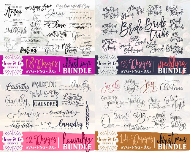 59 Farmhouse Signs SVG Bundle | Set of 4 Bundles | Wedding | Christian | Christmas | Laundry | Cricut | Silhouette | Digital Cut Files | SVG DXF PNG (2023b0203) SVG Ivan & Co. Designs 