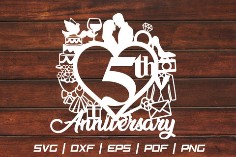 5th Anniversary Craft Paper cut SVG Johan Ru designs 