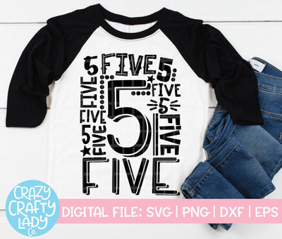 5th Birthday Collage | SVG Cut File SVG Crazy Crafty Lady Co. 