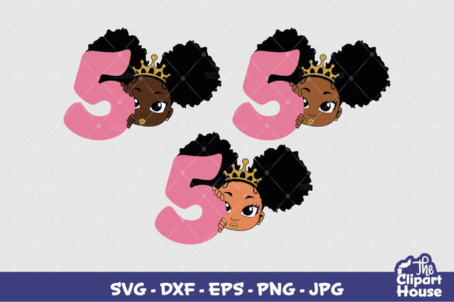 5th Birthday Girl Peek SVG The Clipart House 
