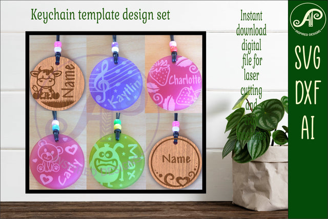 6 bag tag design set 1 keychain DIGITAL SVG 6 personalized SVG APInspireddesigns 