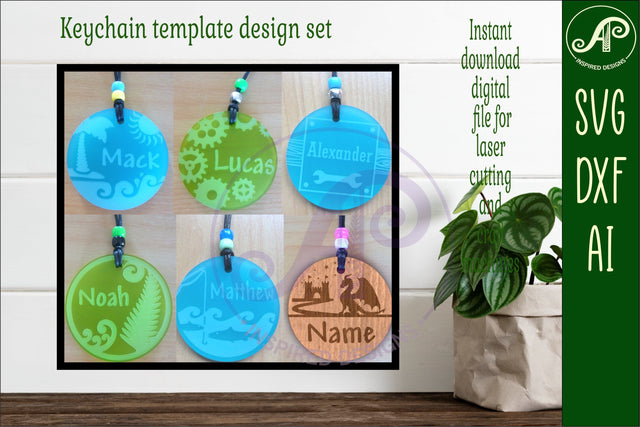 6 bag tag design set 2 keychain DIGITAL SVG 6 personalized SVG APInspireddesigns 