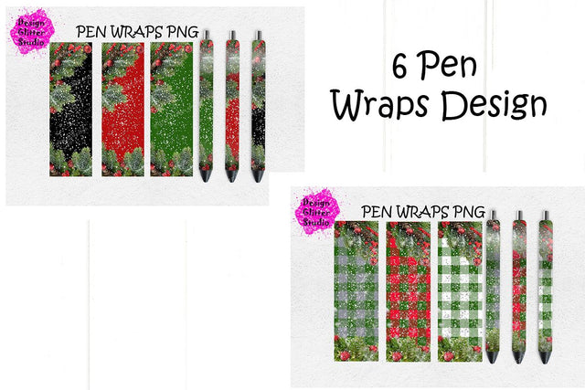 6 Christmas Pen Wraps,Santa tree Pen Decals,Winter Pen Wrap,Epoxy Pen Wrap,Pen Wrap,Glitter Pen Wraps Template,Christmas Plaid Pen Design Mini - Bundles Sublimation ArtStudio 